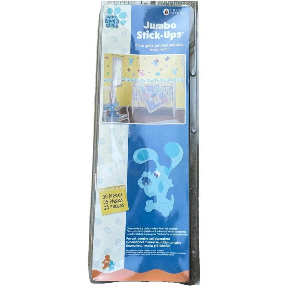 Blues Clues Jumbo Wall Art‎ Stick Ups Nickelodeon Y2K (25 pc) Cartoon Decals NIP